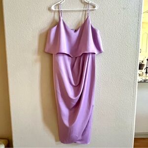 City Chic Womens Plus Size 16 Baby Frill Formal Maxi Dress Lilac Purple Wedding